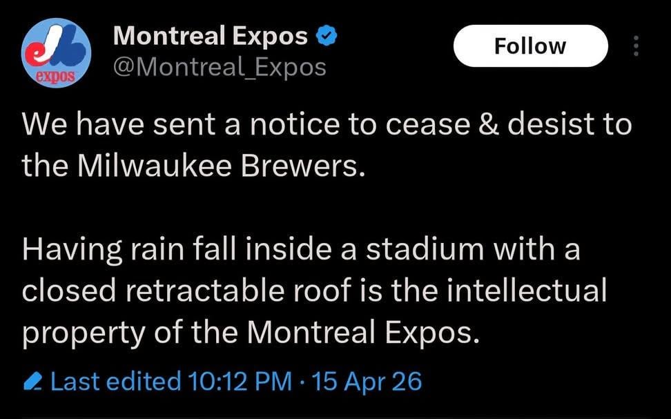Montreal Expo has jokes about our roof