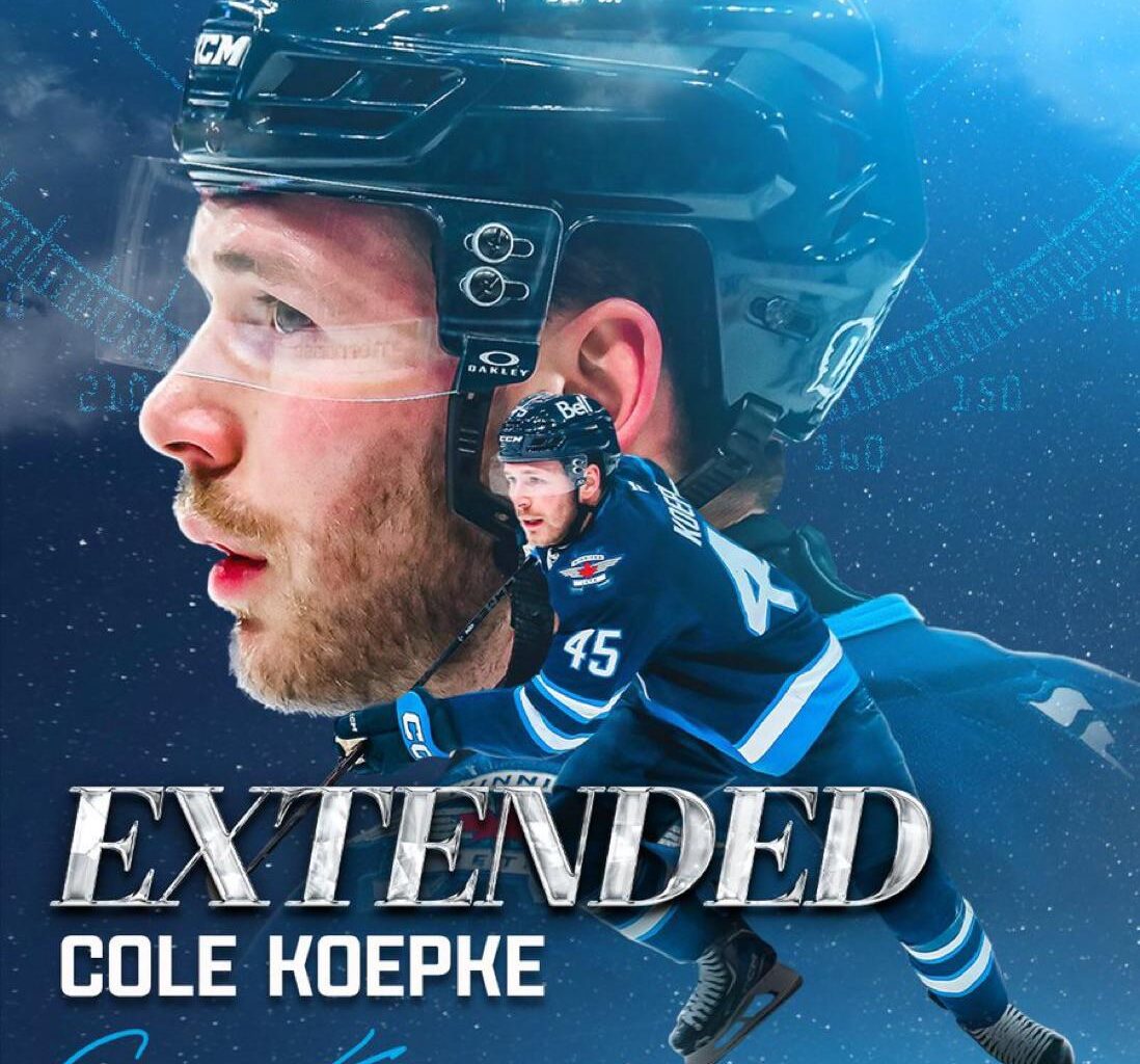 The Winnipeg Jets Hockey Club announced today that they have agreed to terms with forward Cole Koepke on a two-year contract extension with an average annual value of $1,450,000.