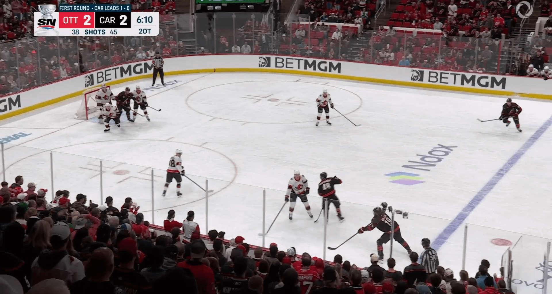 [CAR (3) - OTT 2] - Double OT Winner - No controversy this time as Jordan Martinook beats Ullmark and sends the Senators home down 2-0 in the series