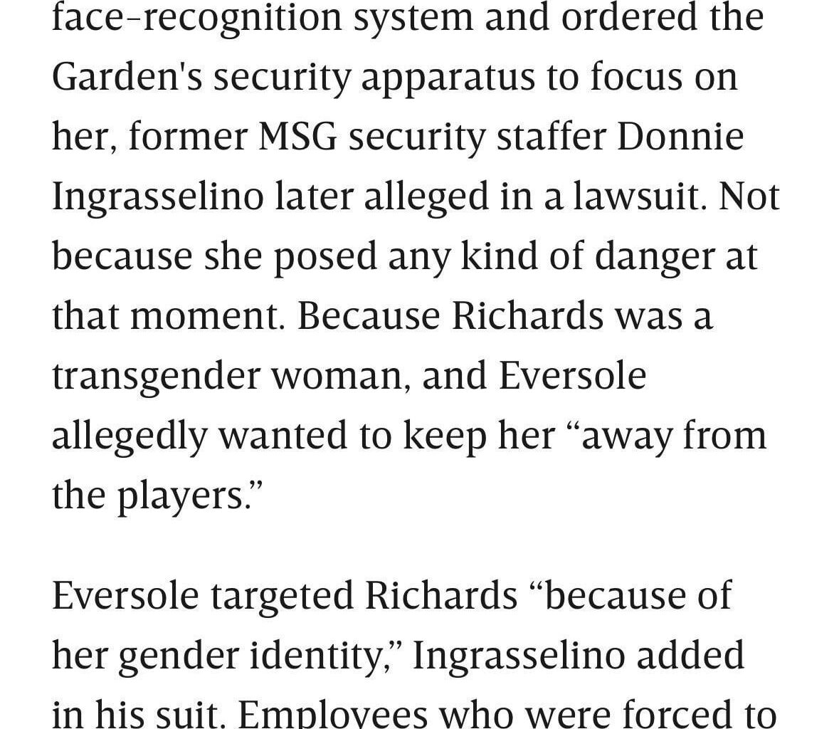 MSG Security surveilled a trans woman for two years for the crime of attending Knicks games
