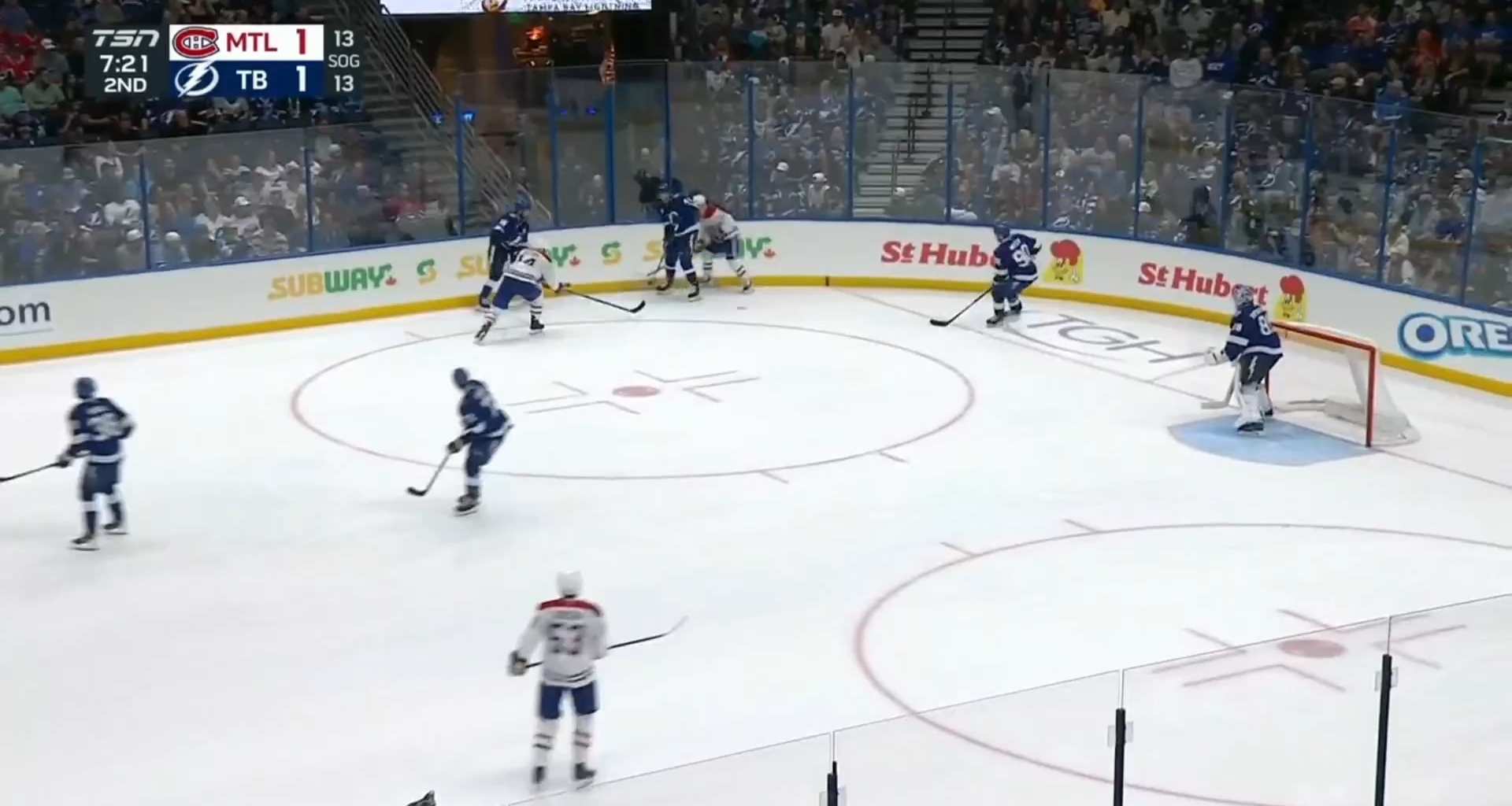 Cole Caufield puts it in the wide open net as he slowly makes his way to 50 goals