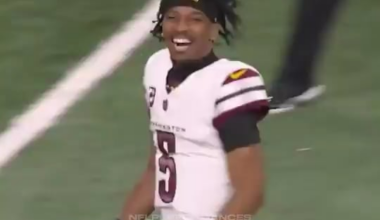 Jayden Daniels' 22 of 31, 299 passing yards, 51 rushing yards, 2 touchdowns against Detroit in the 2024 NFC Divisional Round.