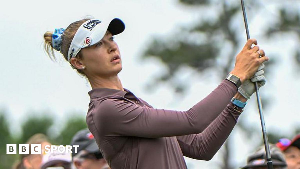 Nelly Korda after playing a tee shot during the second round of the Chevron Championship in April 2026