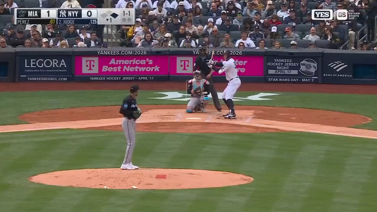AARON JUDGE TWO-RUN HOMER IN HIS FIRST AT BAT AT THE STADIUM IN 2026!