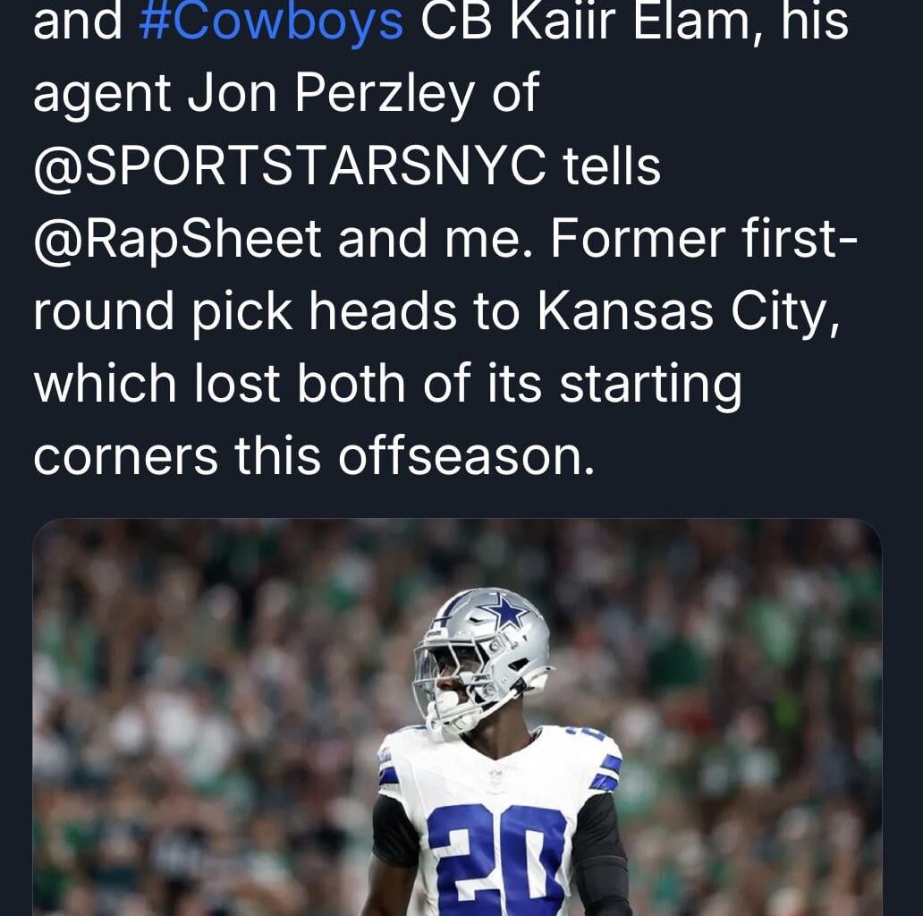 [Garafolo] Chiefs Sign FA CB Kaiir Elam