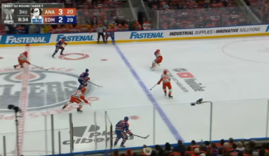 Radko Gudas trips and falls