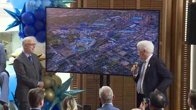 Hall, Sherman show off plans for new Royals stadium.