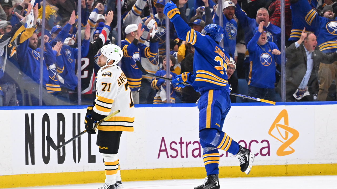 Sabres rally with 4 goals late in 3rd, shock Bruins in Game 1 of East 1st Round