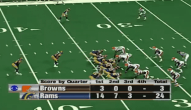 [Highlight] Marshall Faulk eludes the entire Browns defense, hits one of the greatest hesitation steps ever, and sprints for the touchdown.