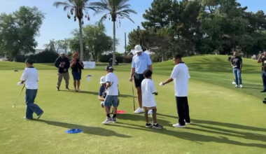 [Sam Warren] Brock Bowers was at Las Vegas Golf Club today for Bank of America’s Golf with Us clinic to coach kids from a local Boys and Girls Club as they learn the sport. Campaign aims to make youth golf more accessible, and Bowers is passionate about getting kids involved in sports.