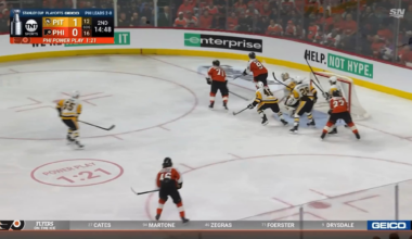 ZEGRAS RIPS IT ON THE ONE TIMER AND WE ARE TIED