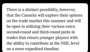 [Drance/Kierszenblat] “Canucks will explore their options on the trade market for their second/third round picks for younger players at the NHL level.”