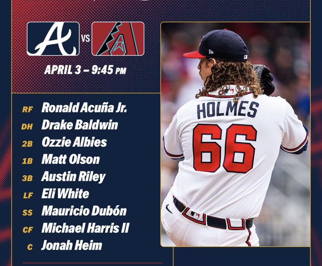 Lineup 4/3/26: game 2 against the Sneks