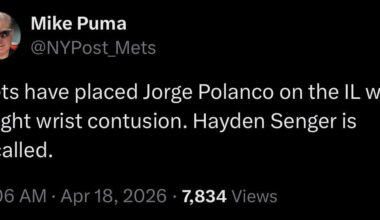 [Puma] Jorge Polanco to the IL with a right wrist contusion