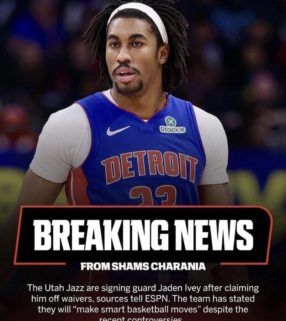 [Charania] BREAKING: The Utah Jazz are signing guard Jaden Ivey after claiming him off waivers, sources tell ESPN. The team has stated they will "make smart basketball moves" despite the recent controversies.