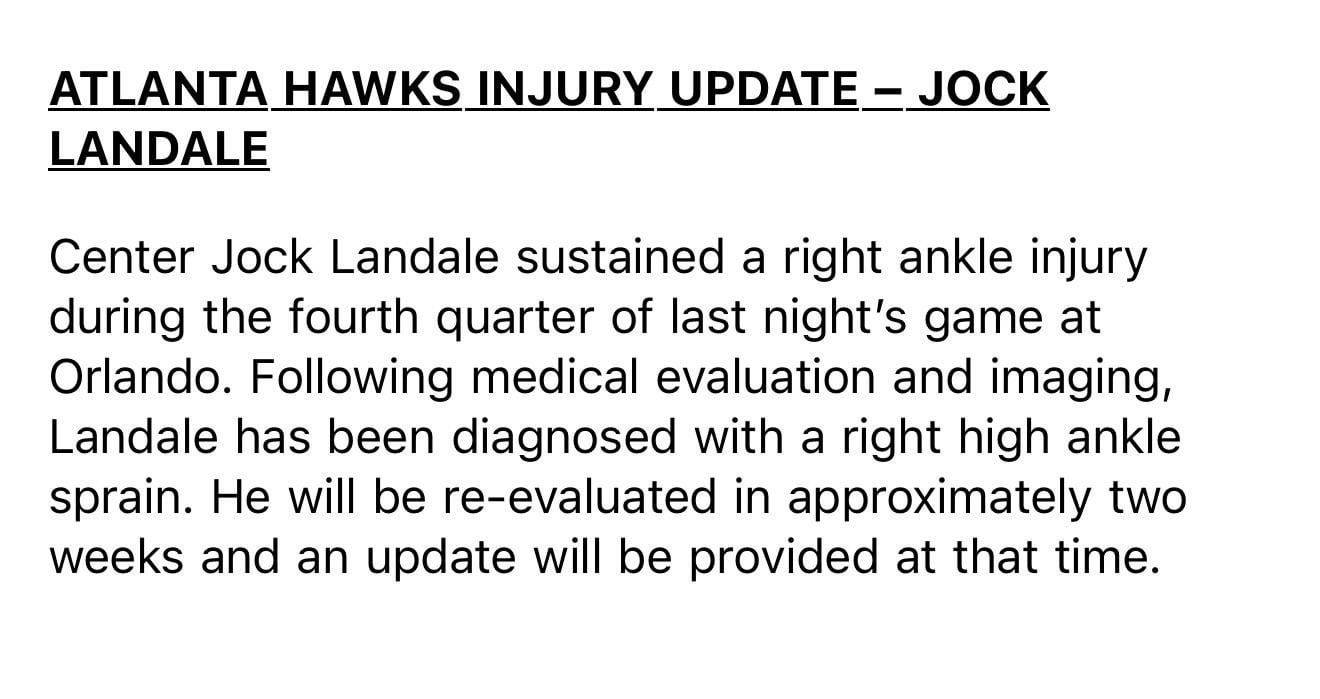 Jock looks to be out for rest of regular season