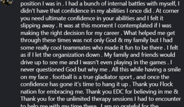 [Meirov] Former Packers CB Jaire Alexander opened up on IG about his mental health struggles during his time with the Ravens and thanked the organization for supporting him through it.