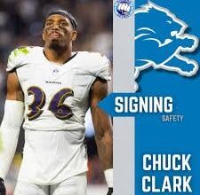 The Lions have signed Safety Chuck Clark in Free Agency