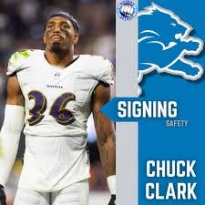 The Lions have signed Safety Chuck Clark in Free Agency