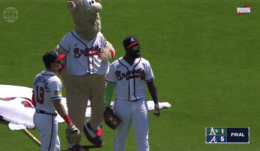 The broadcast finally decided to show the outfielders' celebration