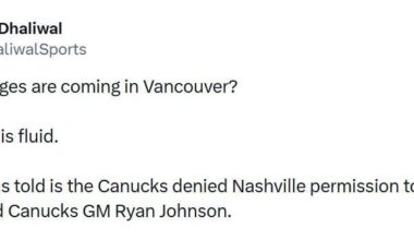 [Rick Dhaliwal] 1 thing I was told is the Canucks denied Nashville permission to talk with Abbotsford Canucks GM Ryan Johnson.