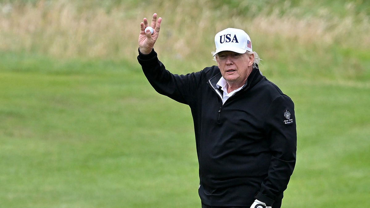 President Donald Trump playing golf at Trump Turnberry Golf Courses in Scotland