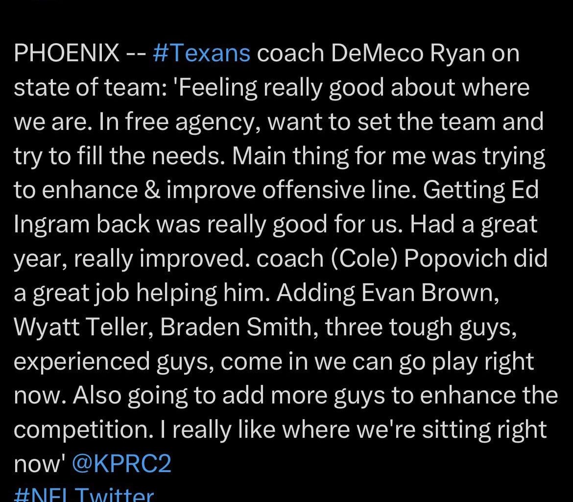Demeco Ryan’s on state of team