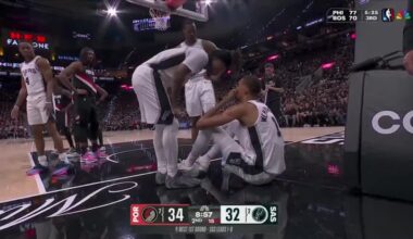 [Injury] Wemby falls and takes a hard hit to the face before heading to the locker room