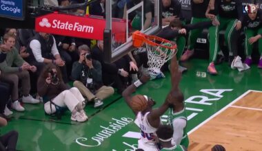 [Highlight] Jaylen Brown with the filthy poster dunk on Adem Bona (with replays). He also receives a tech