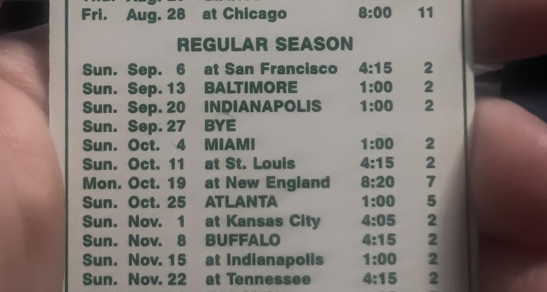 Look what I found! Ah, the good old Hess schedule card. As a kid, I remember before the season started and after the schedule was announced, Hess stations always had the season schedule cards. I used to always beg my dad to ask the gas attendant for one, and they always had them on hand.