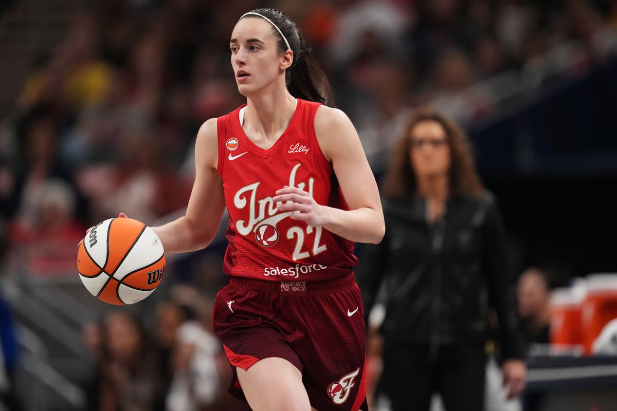 Caitlin Clark #22 of the Indiana Fever drives to the basket during the game against the Dallas Wings on May 9, 2026, at the Gainbridge Fieldhouse inIndianapolis, Indiana.