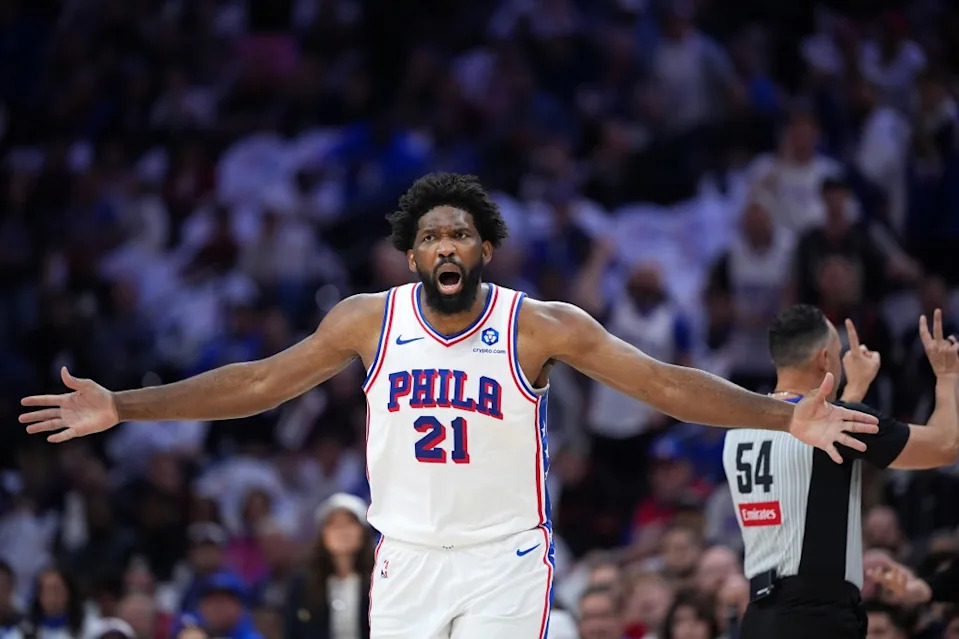 Joel Embiid and the 76ers are in trouble. AP