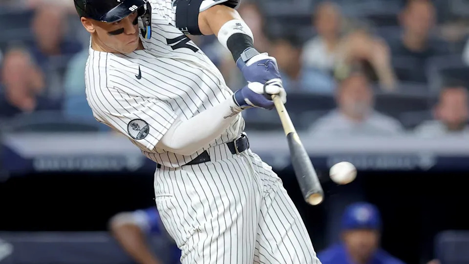 <a class="link " href="https://sports.yahoo.com/mlb/players/9877/" data-i13n="sec:content-canvas;subsec:anchor_text;elm:context_link" data-ylk="slk:Aaron Judge;sec:content-canvas;subsec:anchor_text;elm:context_link;itc:0" data-yga="{"yLinkElement":"context_link","yModuleName":"content-canvas","yLinkText":"Aaron Judge","ySubModuleName":"anchor_text","yHasCommerce":false}">Aaron Judge</a> provides the clearest modern benchmark for Murakami’s power.