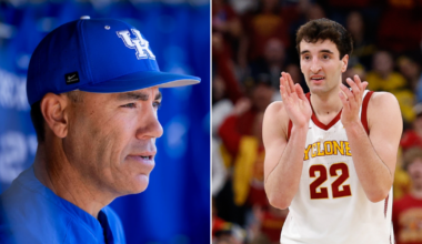 Photos of Nick Mingione (left) and Milan Momcilovic via UK Athletics, Imagn Images