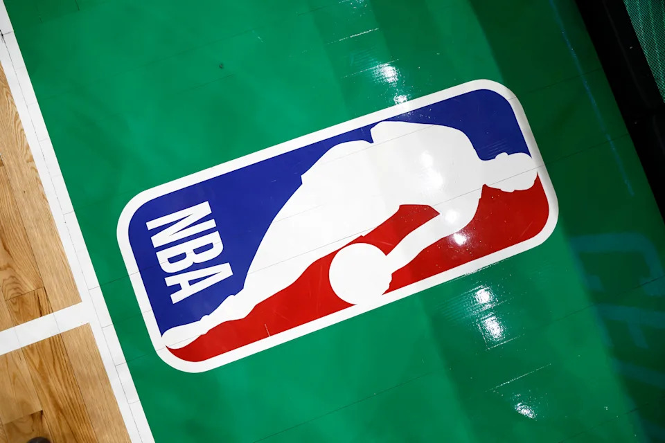 Mar 5, 2025; Boston, Massachusetts, USA; The NBA logo is seen on the court before thegame between the Boston Celtics and the Portland Trail Blazers at TD Garden. Mandatory Credit: Winslow Townson-Imagn Images