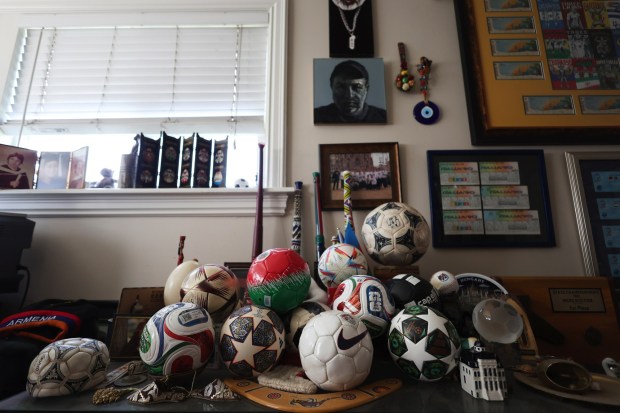 Cherif Zein, a longtime youth and high school soccer coach, and former UCLA player, has memorabilia spanning decades in his home, shown here in Arcadia on Wednesday, June 17, 2026. (Photo by Trevor Stamp, Contributing Photographer)