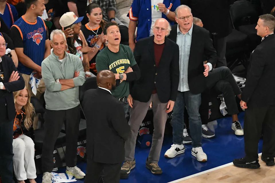From left, Rahm Emanuel, Ari Emanuel, Larry David and David Zaslov
