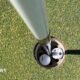 Two Golf balls in a hole on the Royal Liverpool Golf Club course
