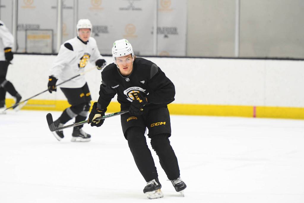 Silvertips forward Jaxsin Vaughan skates during the Boston Bruins Development Camp at Warrior Ice Arena from June 29-July 2, 2026. (Photo courtesy of Jaxsin Vaughan)
