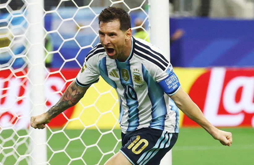 Argentina's Lionel Messi celebrates scoring their second goal in Argentina v Austria - Dallas Stadium, Arlington, Texas, US - June 22, 2026