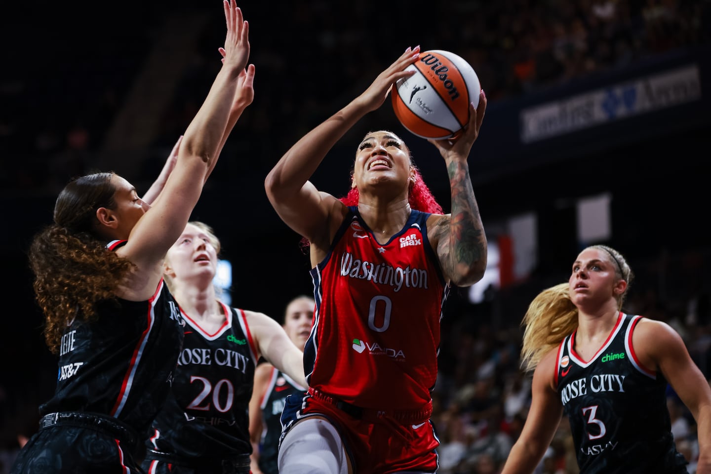 Shakira Austin has been a double-double machine for Washington. 