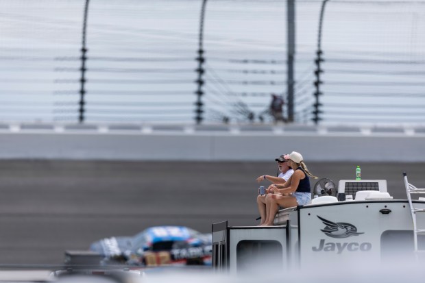 Fans sit a top an RV during qualifying for the NASCAR eero 400 at Chicagoland Speedway on Saturday, July 4, 2026, in Joliet. (Vincent D. Johnson/For the Daily Southtown)