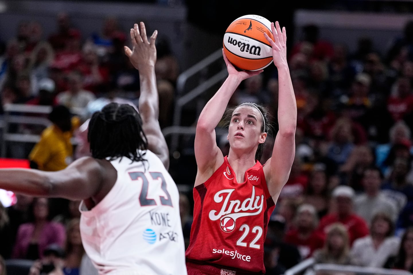 Indiana's Caitlin Clark has two of the four 26-point games achieved against the Dream this season. 