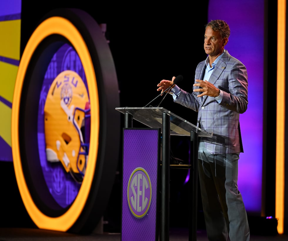 LSU coach Lane KiffinSEC Media Days on Thursday, July 23, 2026 in Tampa, Florida.Todd Van...