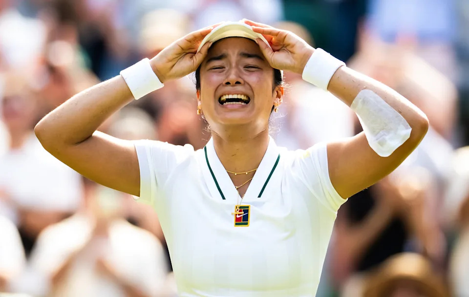 Alexandra Eala celebrates.