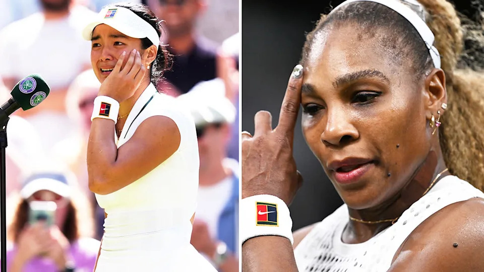 Serena Williams (pictured right) has withdrawn from her doubles match with sister Venus upon her knee injury, while Alexandra Eala has stunned fans knocking out Iga Swiatek at Wimbledon. (Images: Getty Images)