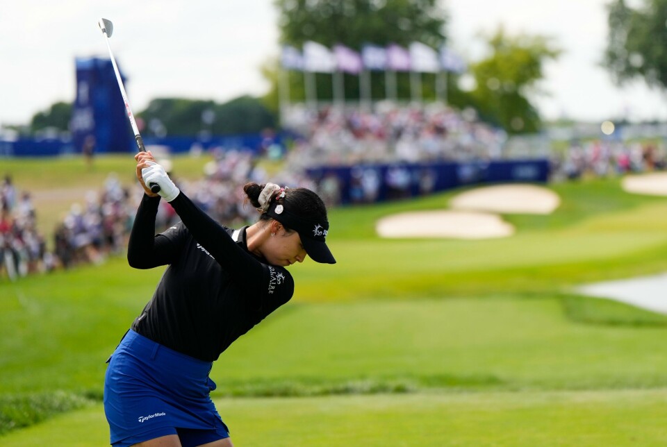 Ina Yoon, of South Korea, hits on the eighth hole during the final round of the Women's PGA Championship golf tournament at Hazeltine National Golf Club, Sunday, June 28, 2026, in Chaska, Minn. (AP Photo/Matt York)/2026-06-29 06:14:17/