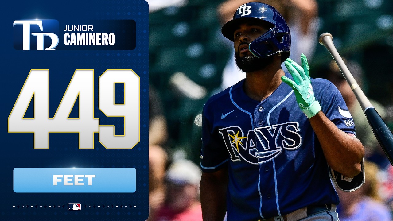 Junior Caminero sends one 449 FEET to extend the Rays lead 😱 | MLB Highlights