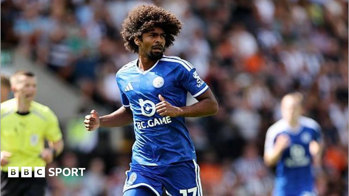 Hamza Choudhury in blue Leicester City strip running during the League One match against Notts County