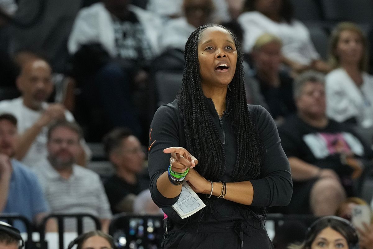 Seattle Storm head coach Noelle Quinn looks on against the Las Vegas Aces in the second quarter during game one of round one for the 2025 WNBA Playoffs at Michelob Ultra Arena. Seattle Storm head coach Noelle Quinn looks on against the Las Vegas Aces in the second quarter during game one of round one for the 2025 WNBA Playoffs at Michelob Ultra Arena.